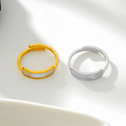 PEILLON Or : Bague moderne et minimaliste avec incrustation de nacre naturelle