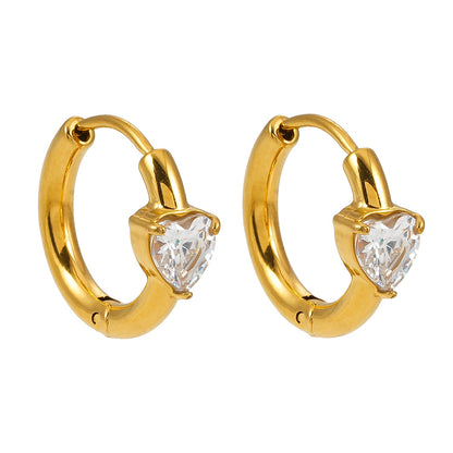Style PELLA Or : Mini-créoles en or avec moissanite en forme de cœur