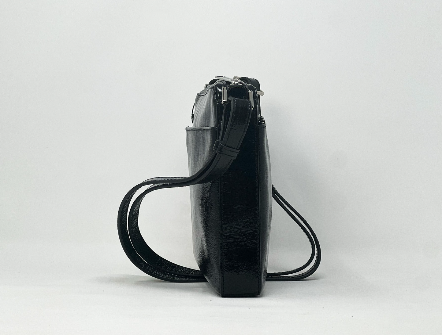 Sac à bandoulière noir vernis | Gisèle petit