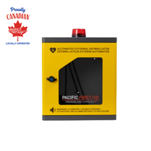 Armoire murale métallique jaune pour DAE, avec alarme