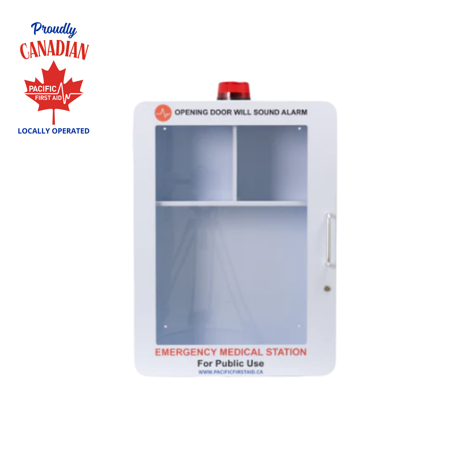 Armoire métallique de rangement pour DAE et équipement d'urgence