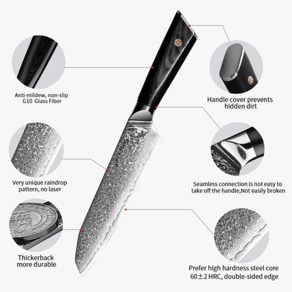 Hagakure 20 - Couteau Santoku japonais 8" - Acier Damas VG10