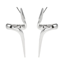 PORTNA Argent (Or Blanc) : Boucles d'oreilles sculpturales serpent courbé
