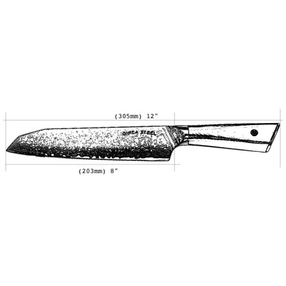 Hagakure 20 - Couteau Santoku japonais 8" - Acier Damas VG10
