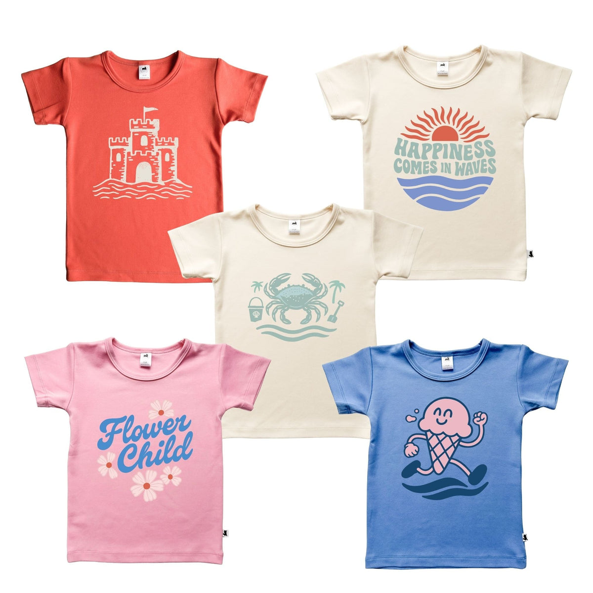Baby/Kids' Bamboo Graphic T-Shirt | "Sandcastle" on Tangerine Crush