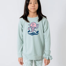 Youth Bamboo Graphic Raglan Pullover | "Happiness Comes In Waves" on Navy
