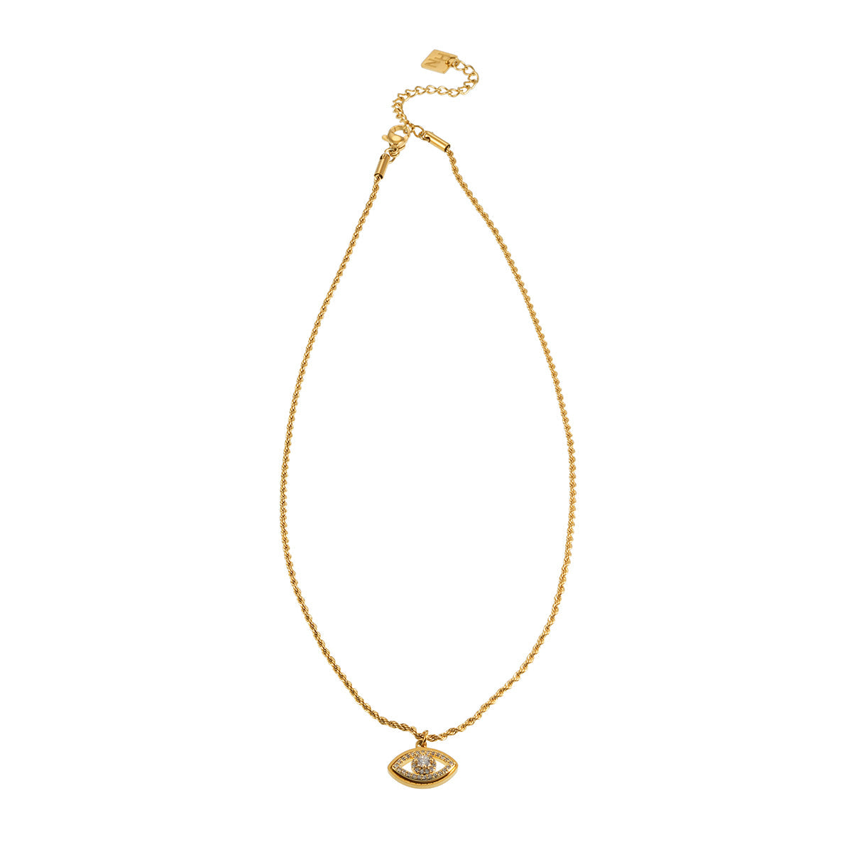 PROTACTOR Gold : Collier chaîne mauvais œil orné de zircone (CZ)