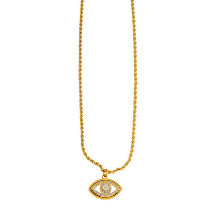 PROTACTOR Gold : Collier chaîne mauvais œil orné de zircone (CZ)