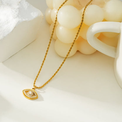 PROTACTOR Gold : Collier chaîne mauvais œil orné de zircone (CZ)