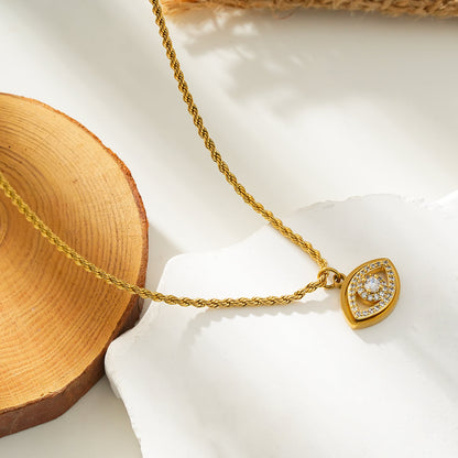 PROTACTOR Gold : Collier chaîne mauvais œil orné de zircone (CZ)