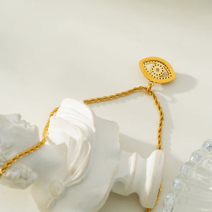 PROTACTOR Gold : Collier chaîne mauvais œil orné de zircone (CZ)