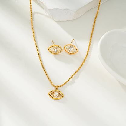 PROTACTOR Gold : Collier chaîne mauvais œil orné de zircone (CZ)