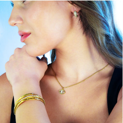 PROTACTOR Gold : Collier chaîne mauvais œil orné de zircone (CZ)