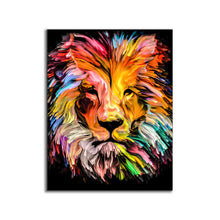Toile Imprimée-Tête de lion multicolore-Décoration murale