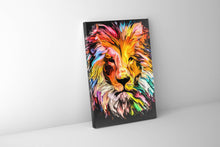 Toile Imprimée-Tête de lion multicolore-Décoration murale