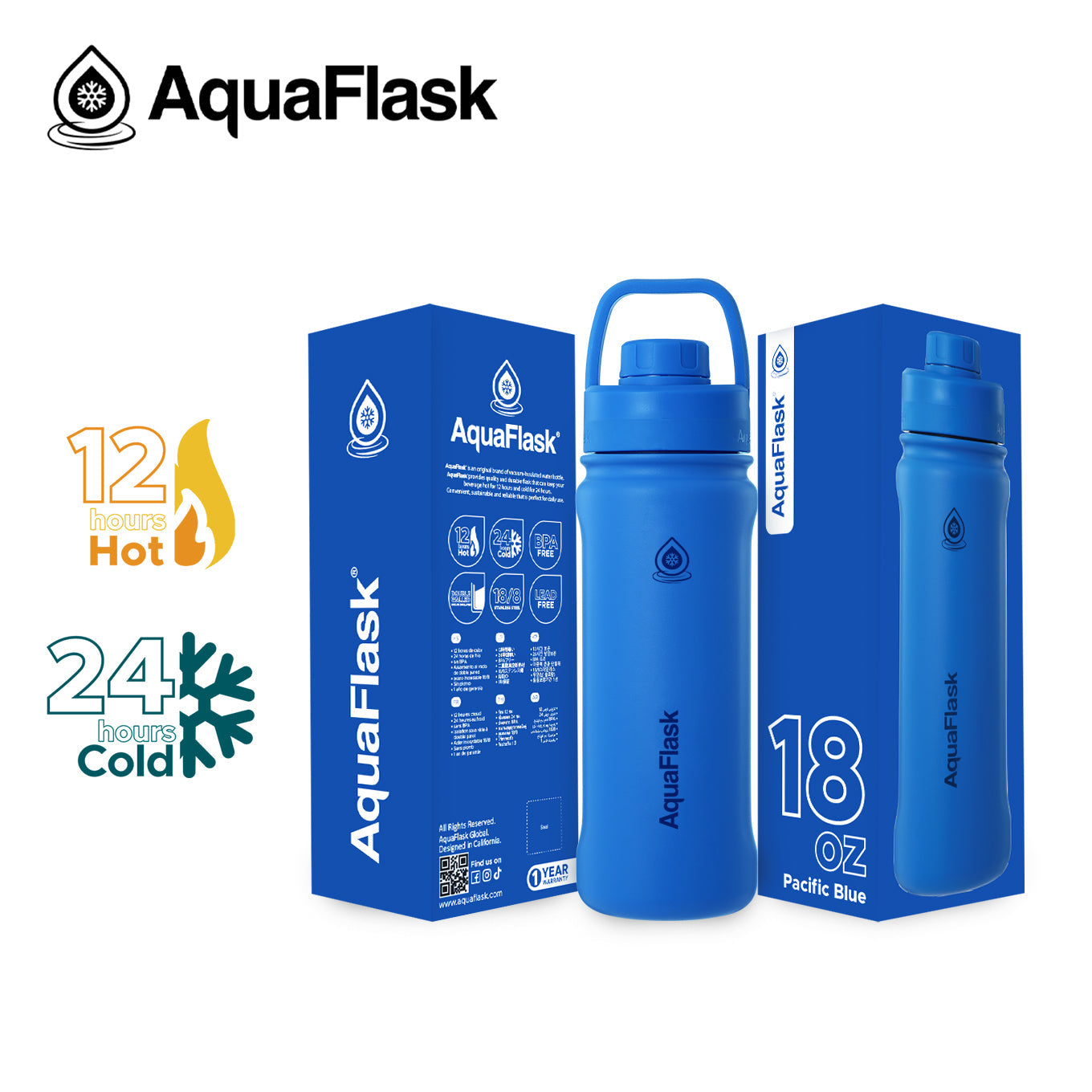 Bouteilles d'eau isothermes sous vide AquaFlask Original 530ml (18oz)