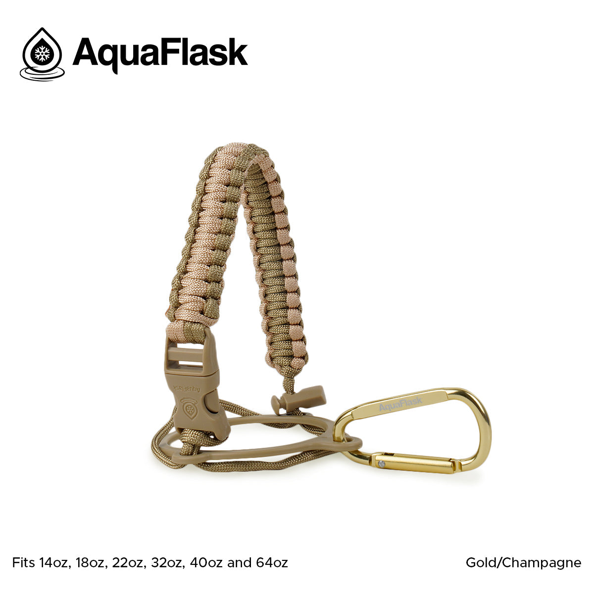 AquaFlask 415-1890 ml Poignée en paracorde avec mousqueton – Sangle de transport durable pour bouteilles d'eau