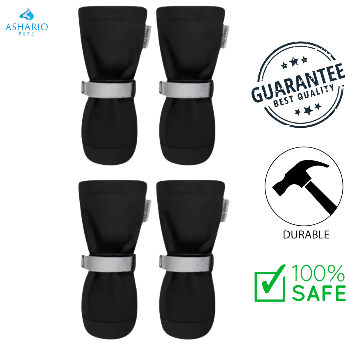 Canada Pooch - Soft Shield Reflective Dog Boots - Black