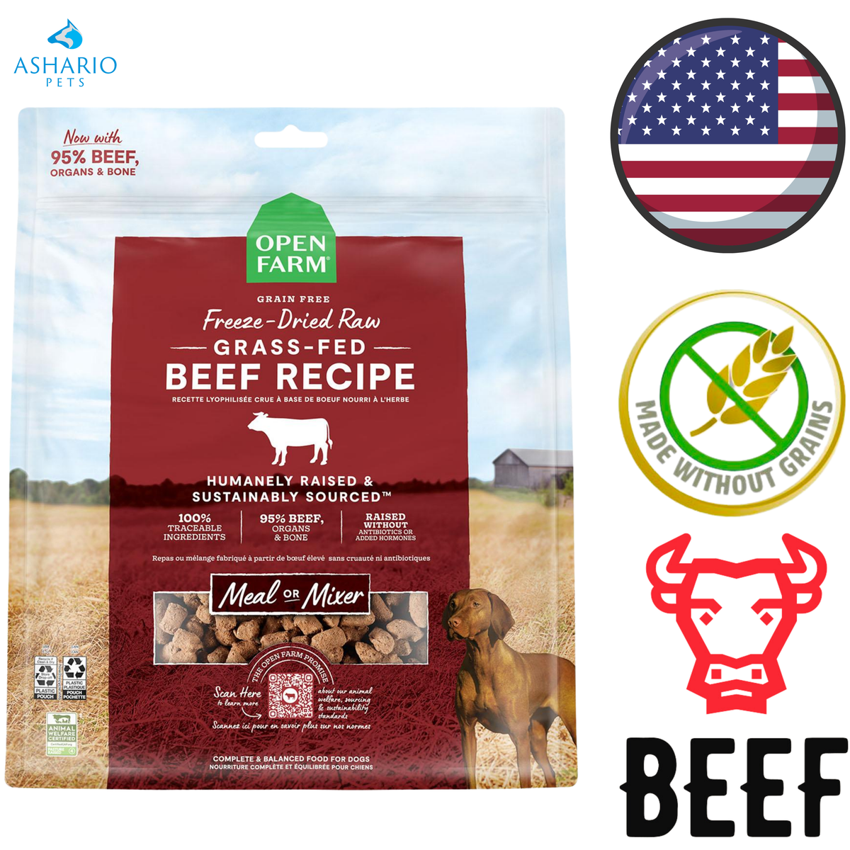 Open Farm - Grain Free Grass-Fed Beef Freeze Dried Dog Food