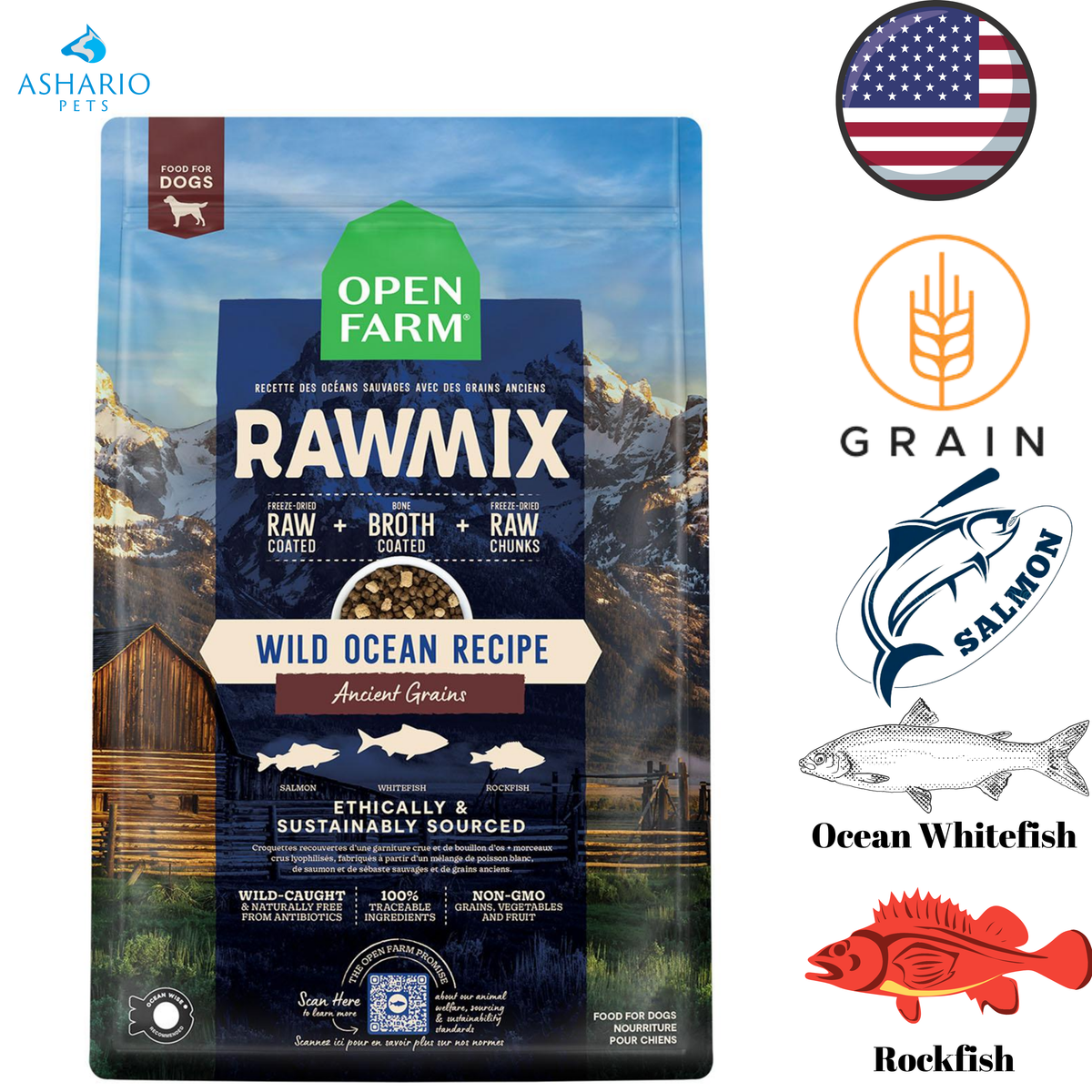 Open Farm - Wild Ocean & Ancient Grains RawMix Dry Dog Food