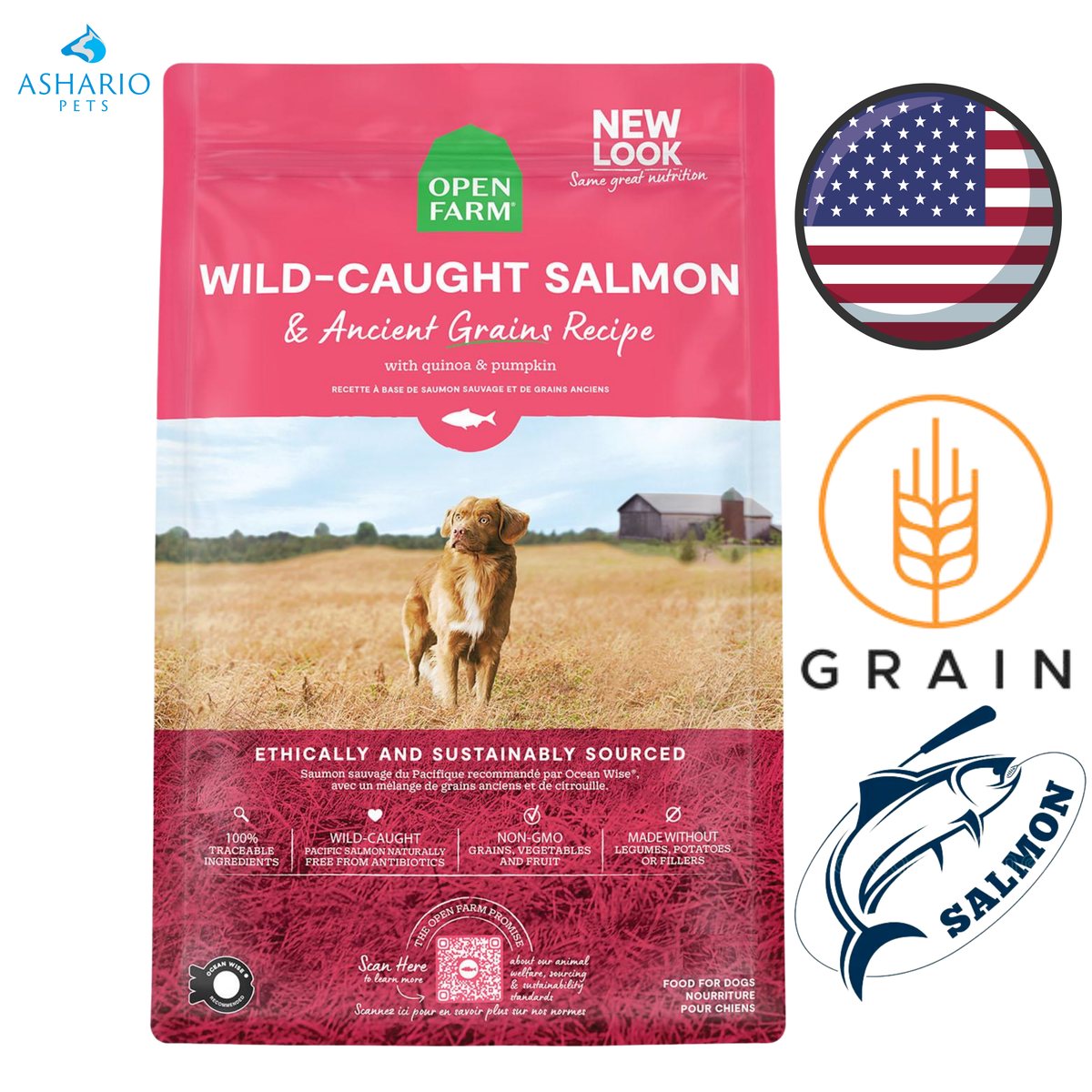 Open Farm - Wild Caught Salmon & Ancient Grains Dry Dog Food