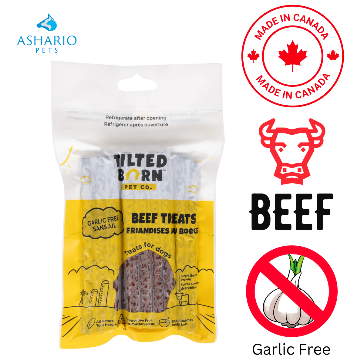 Tilted Barn - Canadian Beef Sticks Dog Treats (No Garlic)