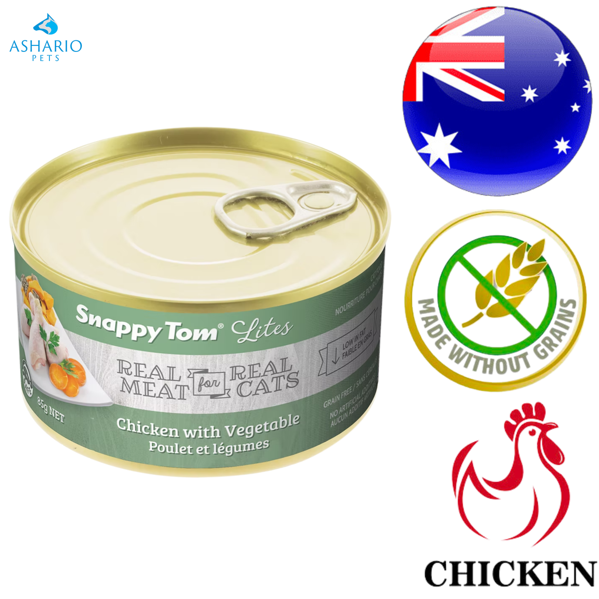 Snappy Tom - Lites Chicken & Vegetables Canned Cat Food
