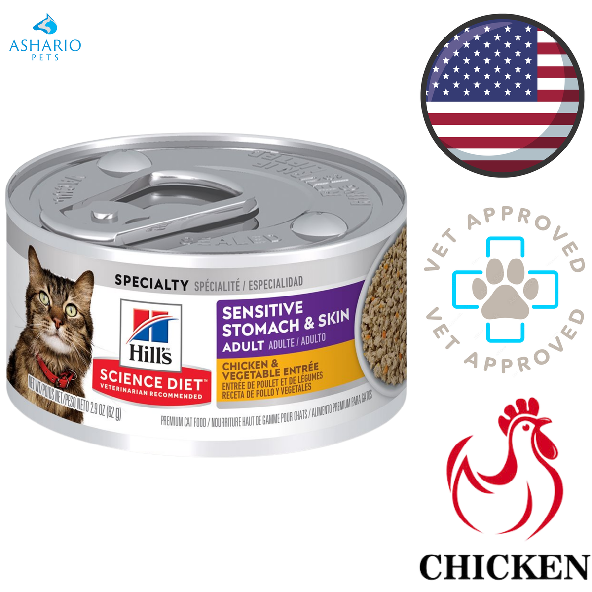 Hill's Science Diet - Sensitive Stomach & Skin Adult Chicken Entree Canned Cat Food