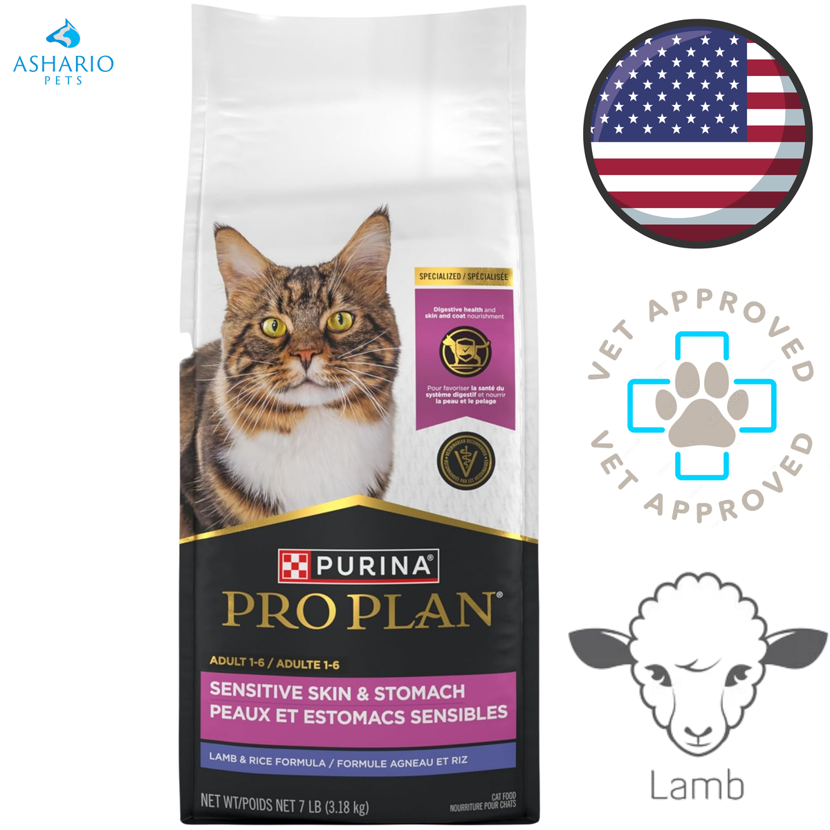 Purina - Pro Plan Specialized Sensitive Skin & Stomach Lamb & Rice Dry Cat Food