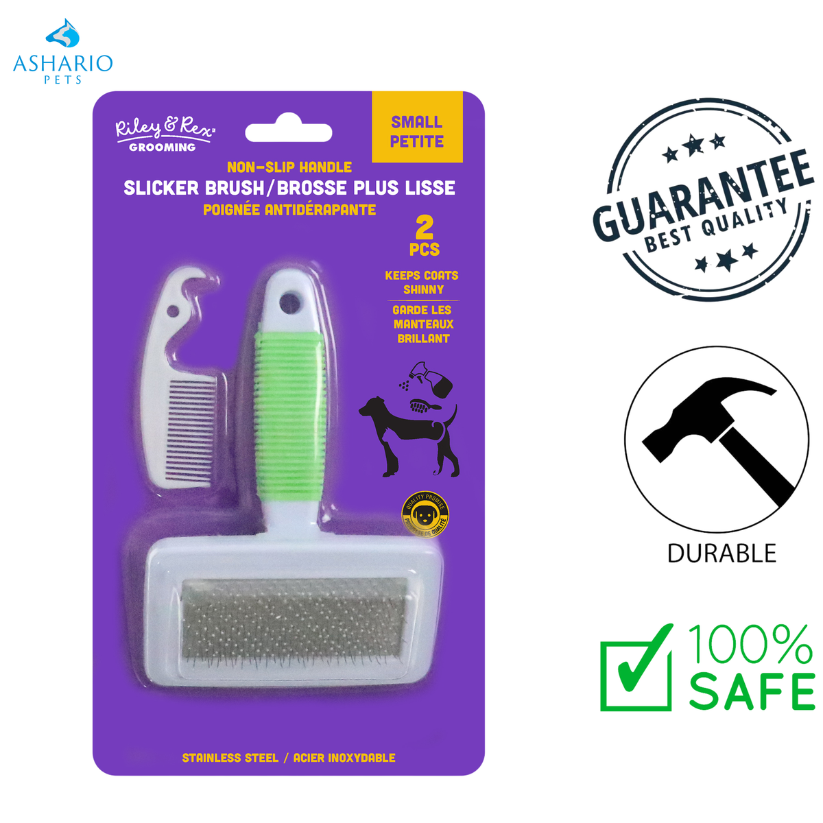 Riley & Rex - Non-Slip Handle Slicker Brush