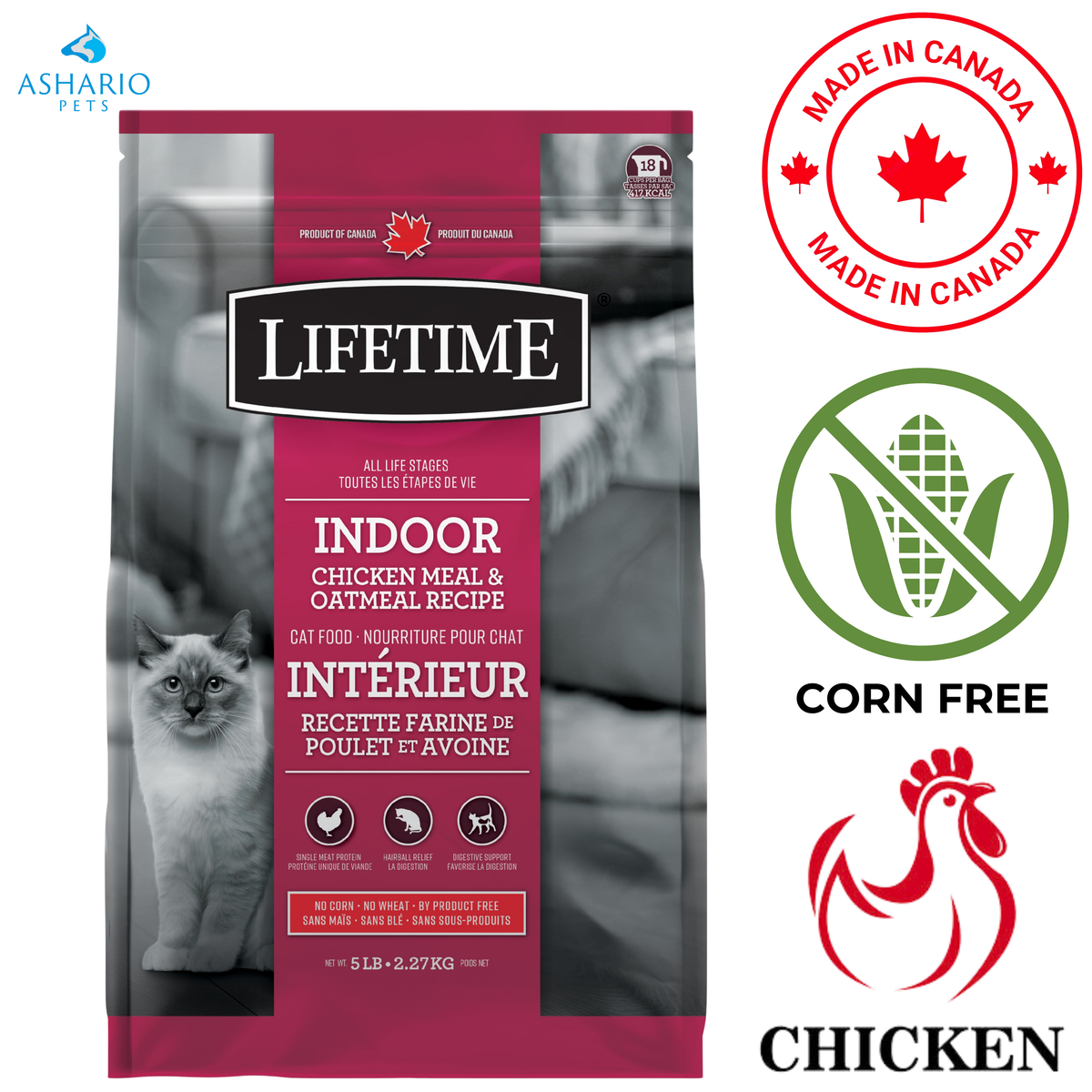 Lifetime - Indoor Chicken & Oatmeal Dry Cat Food