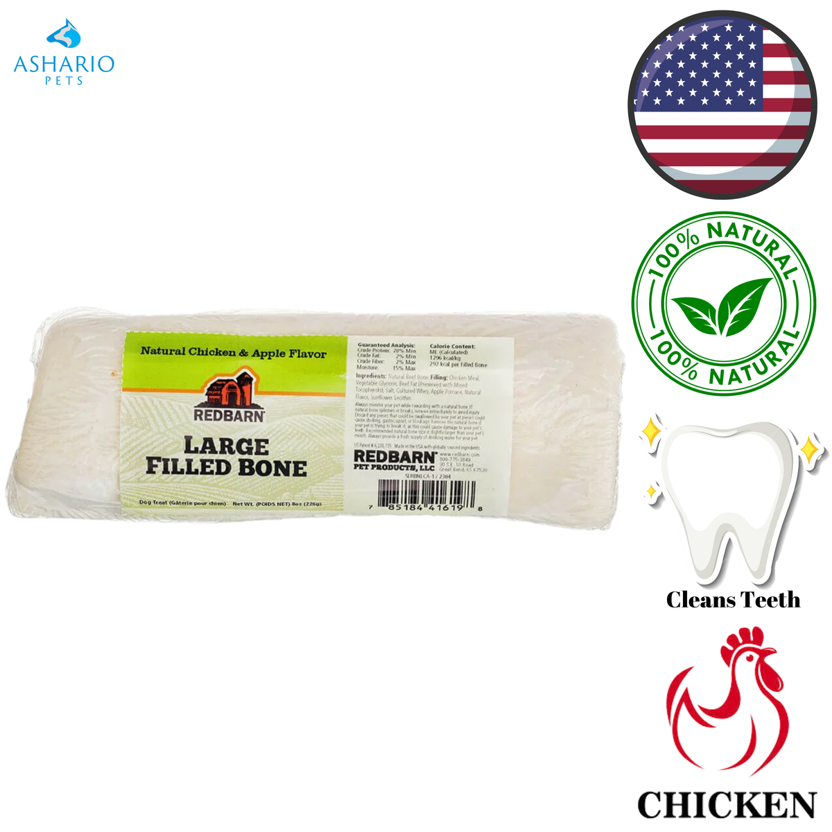 RedBarn - Natural Filled Bone Chicken & Apple Dog Treats