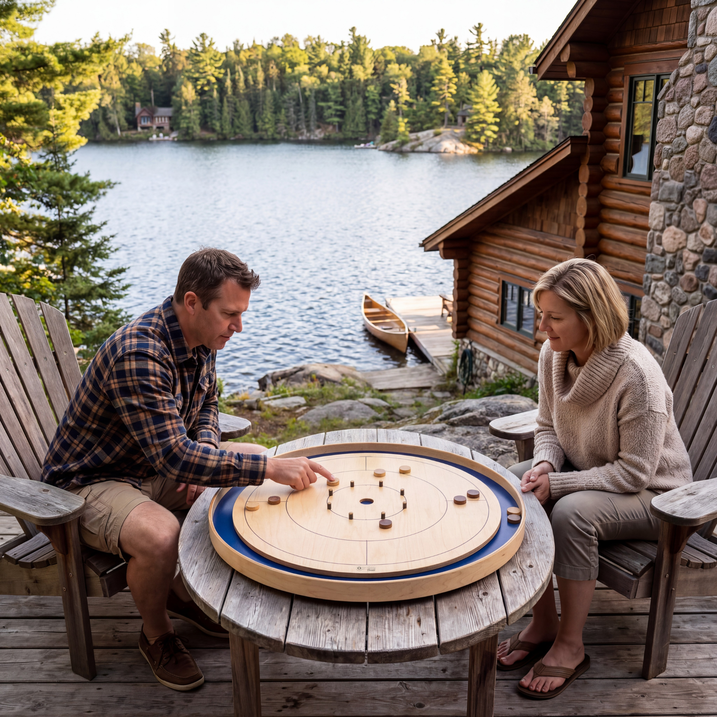 Le Royal Blue par Crokinole Canada - Ensemble de jeu de société de tournoi - Conforme aux normes de la NCA