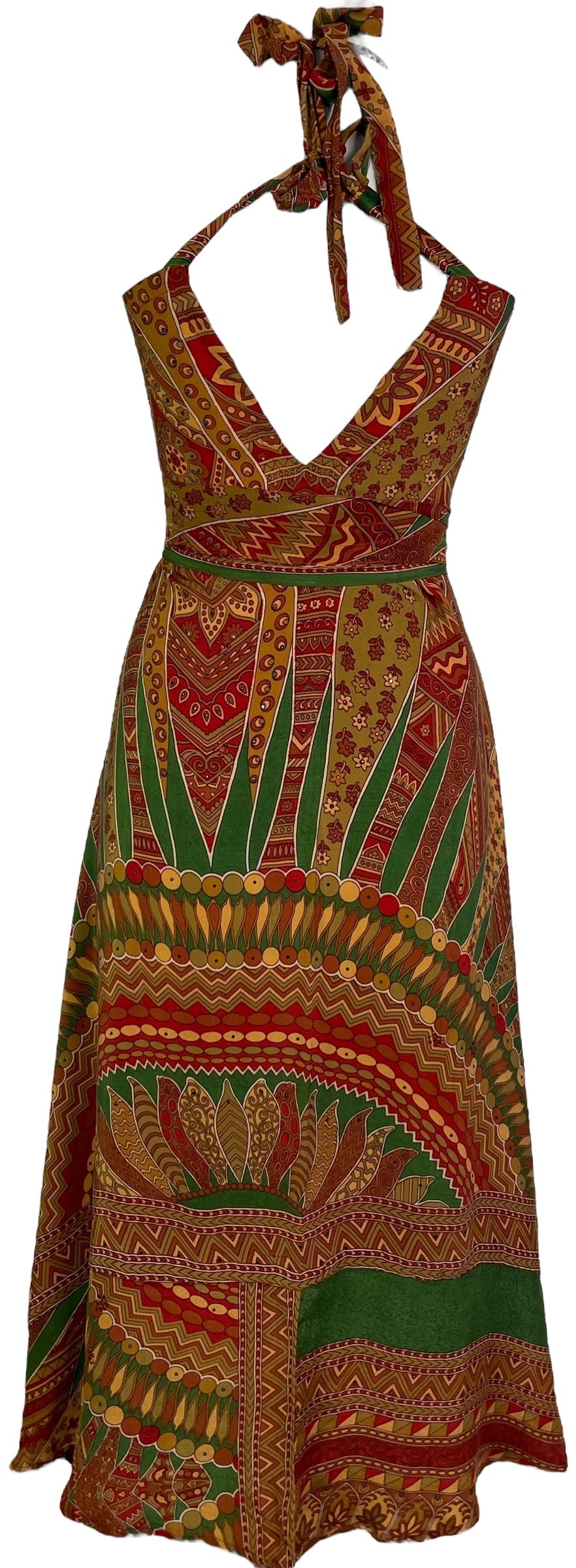 PRC7232 Robe longue en pure soie Avatar avec ceinture