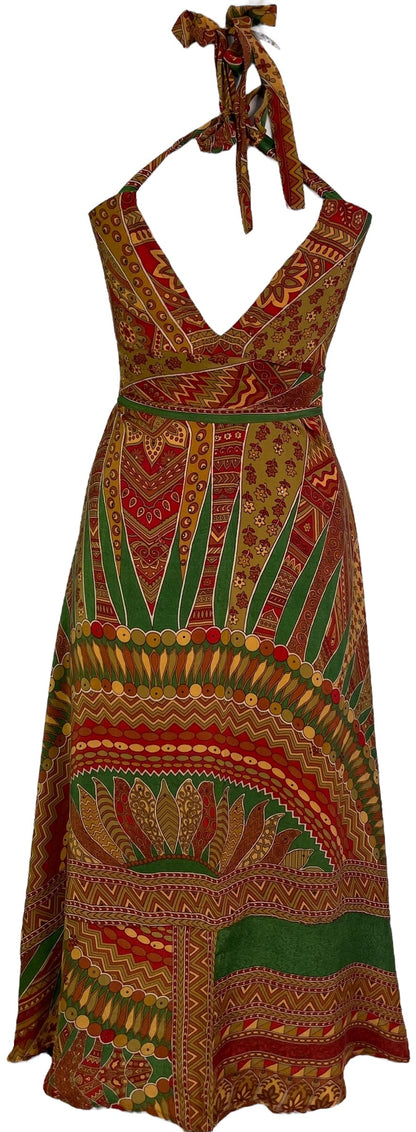 PRC7232 Robe longue en pure soie Avatar avec ceinture