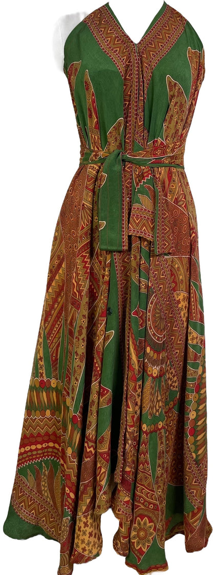 PRC7232 Robe longue en pure soie Avatar avec ceinture