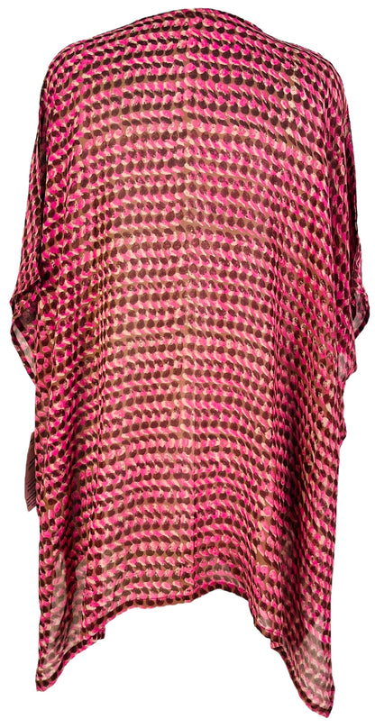PRG7484 Tunique caftan courte en pure soie avec fentes Sheer Avatar