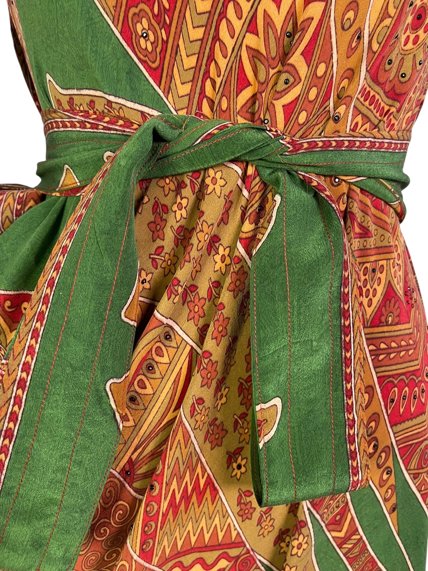PRC7232 Robe longue en pure soie Avatar avec ceinture