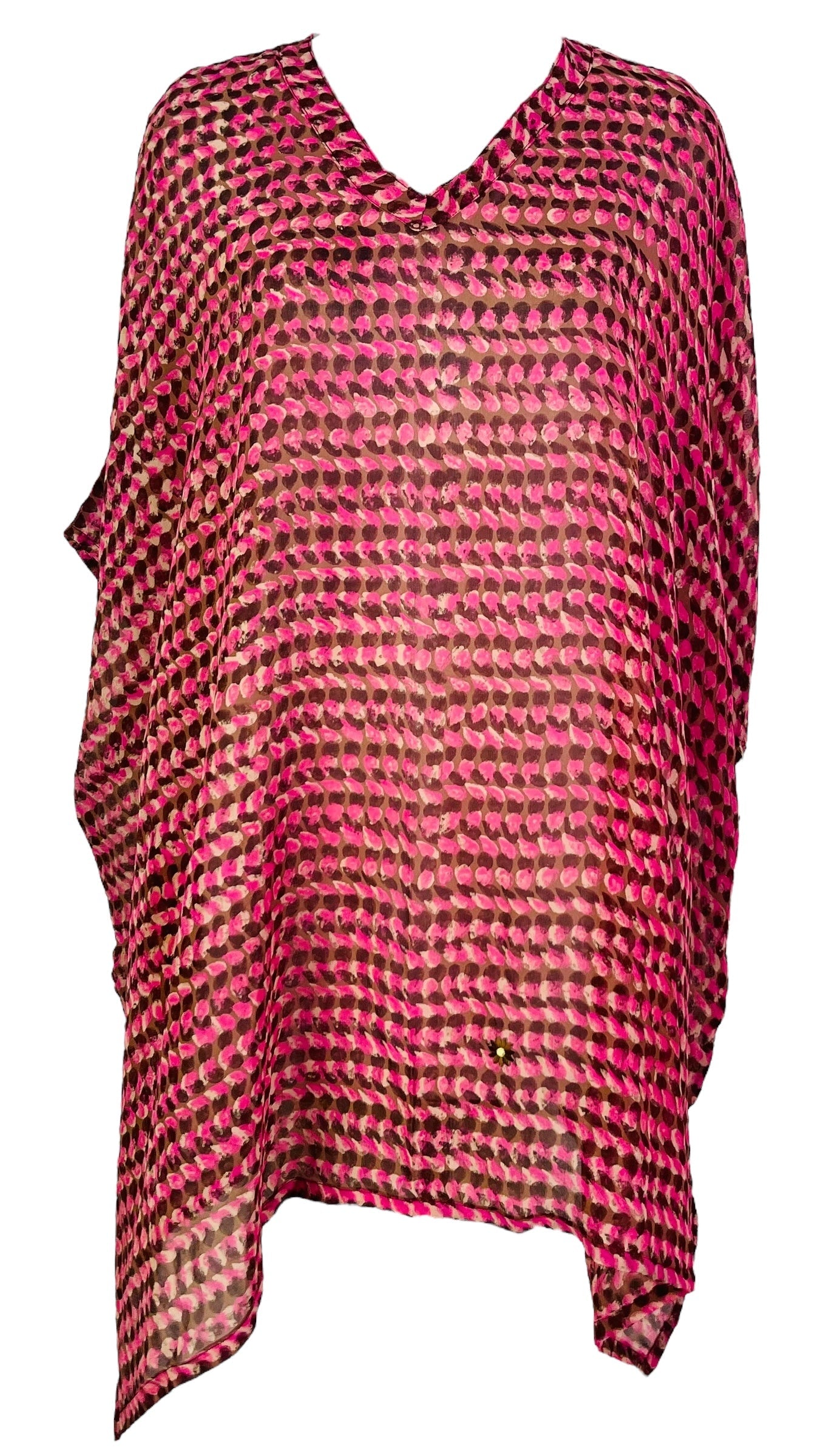 PRG7484 Tunique caftan courte en pure soie avec fentes Sheer Avatar