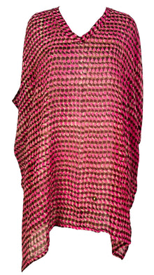 PRG7484 Tunique caftan courte en pure soie avec fentes Sheer Avatar