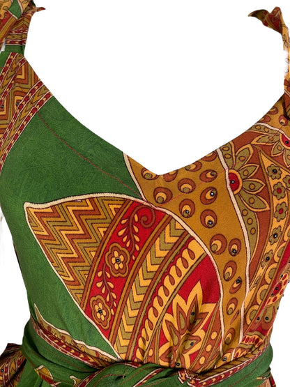 PRC7232 Robe longue en pure soie Avatar avec ceinture