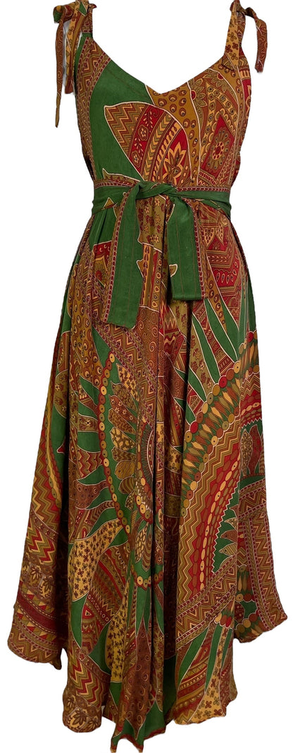 PRC7232 Robe longue en pure soie Avatar avec ceinture