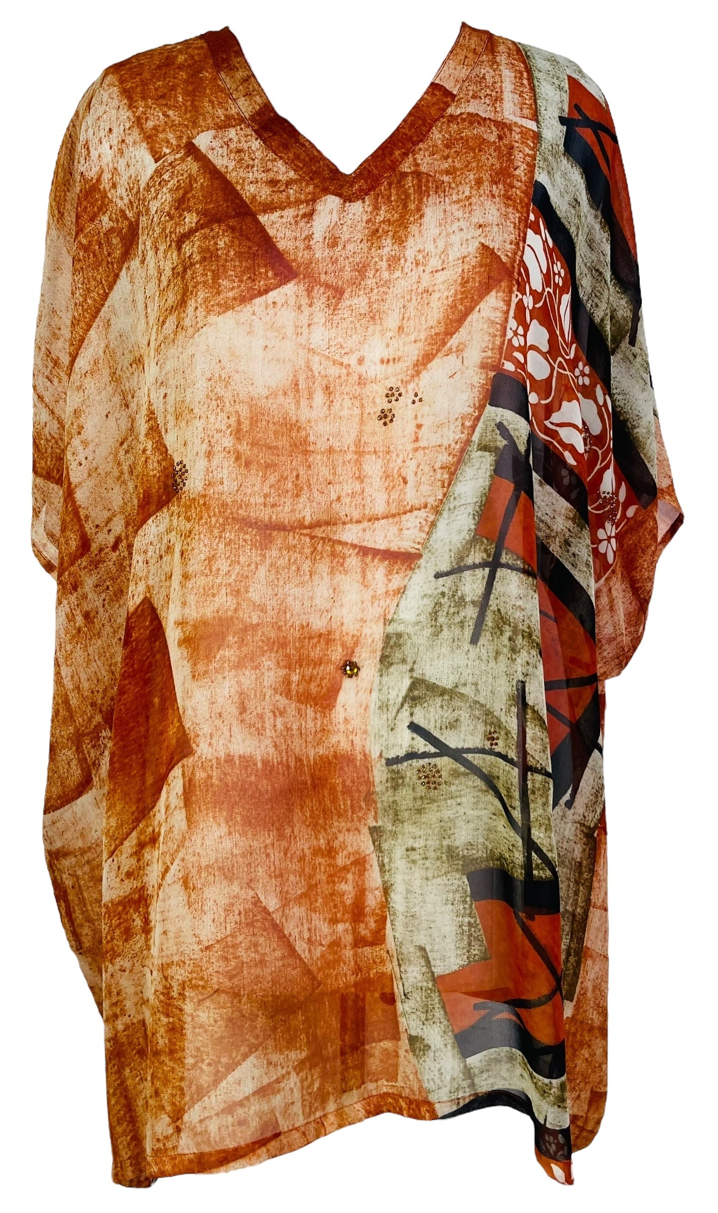 PRG7483 Tunique courte caftan sans fentes en pure soie Sheer Avatar
