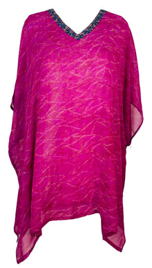 PRG7475 Tunique courte en pure soie avec fentes Avatar Sheer Kaftan