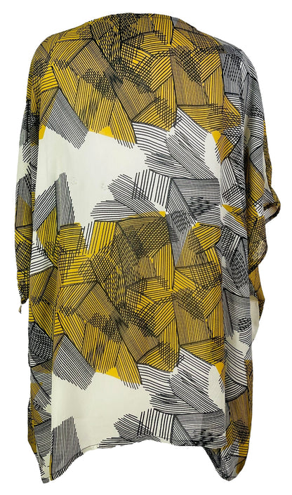 PRG7361 Tunique-Kaftan Courte en Soie Pure Sheer Avatar Sans Fentes