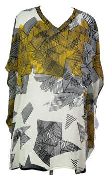 PRG7361 Tunique-Kaftan Courte en Soie Pure Sheer Avatar Sans Fentes
