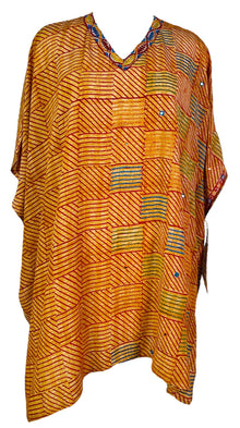 PRC7303 Tunique-Kaftan courte en pure soie Avatar avec fentes