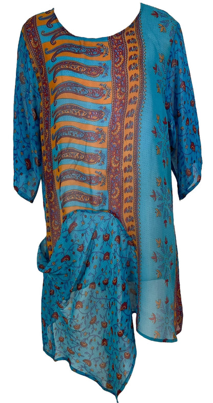 PRG6805 Robe tunique en pure soie Sheer Avatar avec poche intégrée