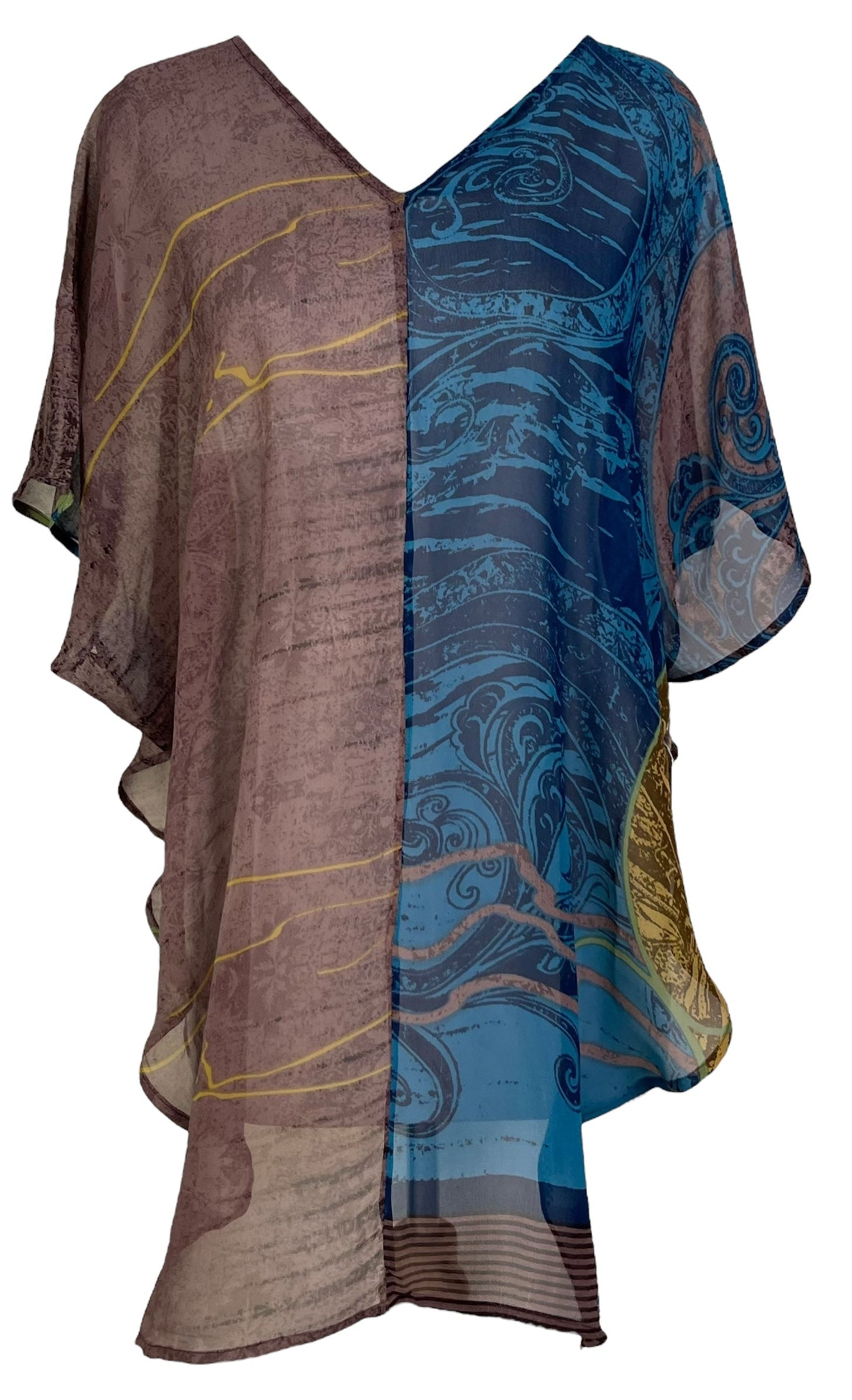PRG7226 Haut en pure soie Sheer Avatar coupe cascade