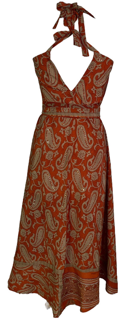 Robe longue en pure soie avec ceinture PRC7235 Avatar